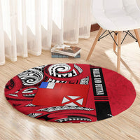 Wallis And Futuna Round Carpet Tribal Polynesian Tattoo Flag Motif TS04 - Polynesian Pride