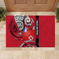 Wallis And Futuna Rubber Doormat Tribal Polynesian Tattoo Flag Motif TS04 Red Black - Polynesian Pride