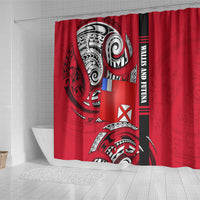Wallis And Futuna Shower Curtain Tribal Polynesian Tattoo Flag Motif TS04 - Polynesian Pride