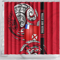 Wallis And Futuna Shower Curtain Tribal Polynesian Tattoo Flag Motif TS04 - Polynesian Pride