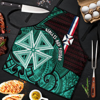 Wallis And Futuna Apron Tribal Polynesian Tattoo Heritage Cross Flag TS04 Green Black - Polynesian Pride