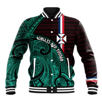 Wallis And Futuna Baseball Jacket Tribal Polynesian Tattoo Heritage Cross Flag TS04 Unisex Green Black - Polynesian Pride