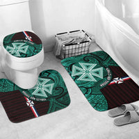 Wallis And Futuna Bathroom Set Tribal Polynesian Tattoo Heritage Cross Flag TS04 Mat Set Only (3 pcs) One Size Green Black - Polynesian Pride