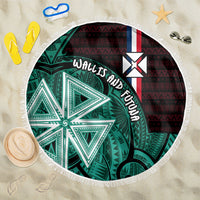 Wallis And Futuna Beach Blanket Tribal Polynesian Tattoo Heritage Cross Flag TS04 One Size 150cm Green Black - Polynesian Pride