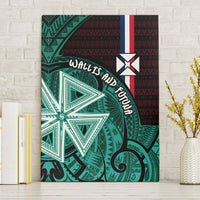 Wallis And Futuna Canvas Wall Art Tribal Polynesian Tattoo Heritage Cross Flag TS04 Without Frame Green Black - Polynesian Pride