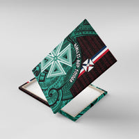 Wallis And Futuna Canvas Wall Art Tribal Polynesian Tattoo Heritage Cross Flag TS04 With Frame Green Black - Polynesian Pride