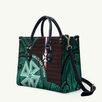 Wallis And Futuna Leather Bag Tribal Polynesian Tattoo Heritage Cross Flag TS04 Green Black - Polynesian Pride