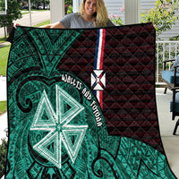 Wallis And Futuna Quilt Tribal Polynesian Tattoo Heritage Cross Flag TS04 Green Black - Polynesian Pride