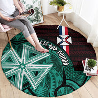 Wallis And Futuna Round Carpet Tribal Polynesian Tattoo Heritage Cross Flag TS04 - Polynesian Pride