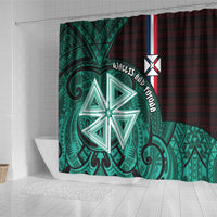 Wallis And Futuna Shower Curtain Tribal Polynesian Tattoo Heritage Cross Flag TS04 - Polynesian Pride