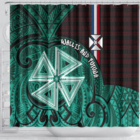 Wallis And Futuna Shower Curtain Tribal Polynesian Tattoo Heritage Cross Flag TS04 - Polynesian Pride