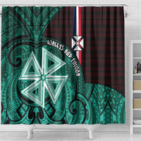 Wallis And Futuna Shower Curtain Tribal Polynesian Tattoo Heritage Cross Flag TS04 - Polynesian Pride