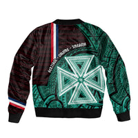Wallis And Futuna Sleeve Zip Bomber Jacket Tribal Polynesian Tattoo Heritage Cross Flag TS04 - Polynesian Pride