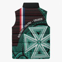 Wallis And Futuna Sleeveless Puffer Jacket Tribal Polynesian Tattoo Heritage Cross Flag TS04 - Polynesian Pride