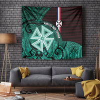 Wallis And Futuna Tapestry Tribal Polynesian Tattoo Heritage Cross Flag TS04 Green Black - Polynesian Pride