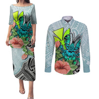 Polynesian Hawaii Couples Matching Puletasi Dress and Long Sleeve Button Shirt Kanaka with Crab Tribal tattoo TS04 Multicolor - Polynesian Pride