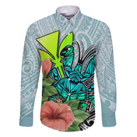 Polynesian Hawaii Family Matching Mermaid Dress and Hawaiian Shirt Kanaka with Crab Tribal tattoo TS04 Dad's Shirt - Long Sleeve Multicolor - Polynesian Pride