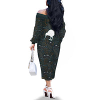New Zealand is Calling and I Must Go Family Matching Off The Shoulder Long Sleeve Dress and Hawaiian Shirt Kiwi Bird Silhouette TS04 - Polynesian Pride