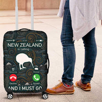 New Zealand is Calling and I Must Go Luggage Cover Kiwi Bird Silhouette