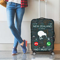 New Zealand is Calling and I Must Go Luggage Cover Kiwi Bird Silhouette