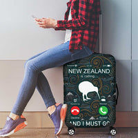 New Zealand is Calling and I Must Go Luggage Cover Kiwi Bird Silhouette