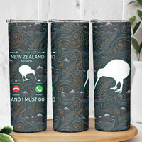 New Zealand is Calling and I Must Go Skinny Tumbler Kiwi Bird Silhouette TS04 - Polynesian Pride