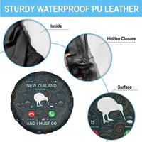New Zealand is Calling and I Must Go Spare Tire Cover Kiwi Bird Silhouette