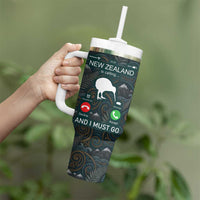 New Zealand is Calling and I Must Go Tumbler With Handle Kiwi Bird Silhouette