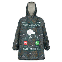 New Zealand is Calling and I Must Go Wearable Blanket Hoodie Kiwi Bird Silhouette TS04 One Size Multicolor - Polynesian Pride