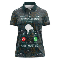 New Zealand is Calling and I Must Go Women Polo Shirt Kiwi Bird Silhouette TS04 Female Multicolor - Polynesian Pride