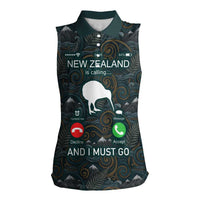 New Zealand is Calling and I Must Go Women Sleeveless Polo Shirt Kiwi Bird Silhouette TS04 Female Multicolor - Polynesian Pride