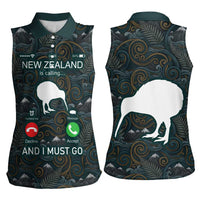 New Zealand is Calling and I Must Go Women Sleeveless Polo Shirt Kiwi Bird Silhouette TS04 - Polynesian Pride