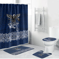 American Samoa Eagle Bathroom Set Sea Turtle Traditional Polynesian Tribal Tattoo TS04 Bathroom Set (4 pcs) Blue White - Polynesian Pride