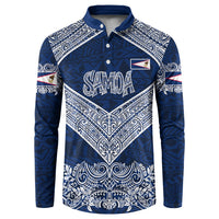 American Samoa Eagle Button Sweatshirt Sea Turtle Traditional Polynesian Tribal Tattoo TS04 Blue White - Polynesian Pride