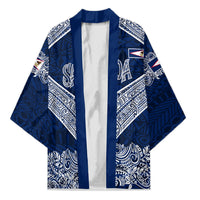 American Samoa Eagle Kimono Sea Turtle Traditional Polynesian Tribal Tattoo TS04 Unisex Blue White - Polynesian Pride
