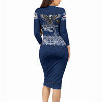 American Samoa Eagle Long Sleeve Bodycon Dress Sea Turtle Traditional Polynesian Tribal Tattoo TS04 - Polynesian Pride