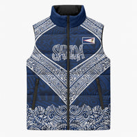 American Samoa Eagle Sleeveless Puffer Jacket Sea Turtle Traditional Polynesian Tribal Tattoo TS04 Unisex Blue White - Polynesian Pride