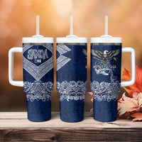 American Samoa Eagle Tumbler With Handle Sea Turtle Traditional Polynesian Tribal Tattoo TS04 - Polynesian Pride