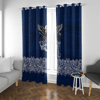 American Samoa Eagle Window Curtain Sea Turtle Traditional Polynesian Tribal Tattoo TS04 With Grommets Blue White - Polynesian Pride