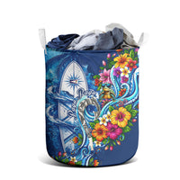 American Samoa Pago Pago Laundry Basket Sea Turtle And Fruit Bat - Tropical Hibiscus Flowers Polynesian TS04 - Polynesian Pride