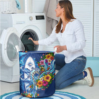 American Samoa Pago Pago Laundry Basket Sea Turtle And Fruit Bat - Tropical Hibiscus Flowers Polynesian TS04 - Polynesian Pride