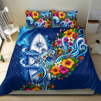 American Samoa Pago Pago Bedding Set Sea Turtle And Fruit Bat - Tropical Hibiscus Flowers Polynesian TS04 - Polynesian Pride