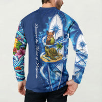 American Samoa Pago Pago Button Sweatshirt Sea Turtle And Fruit Bat - Tropical Hibiscus Flowers Polynesian TS04 - Polynesian Pride