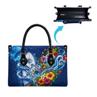 American Samoa Pago Pago Leather Bag Sea Turtle And Fruit Bat - Tropical Hibiscus Flowers Polynesian TS04 - Polynesian Pride