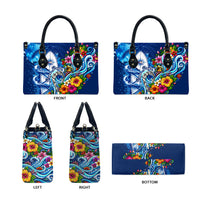 American Samoa Pago Pago Leather Bag Sea Turtle And Fruit Bat - Tropical Hibiscus Flowers Polynesian TS04 - Polynesian Pride