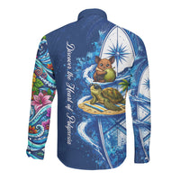 American Samoa Pago Pago Long Sleeve Button Shirt Sea Turtle And Fruit Bat - Tropical Hibiscus Flowers Polynesian TS04 - Polynesian Pride