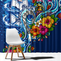 American Samoa Pago Pago Window Curtain Sea Turtle And Fruit Bat - Tropical Hibiscus Flowers Polynesian TS04 - Polynesian Pride