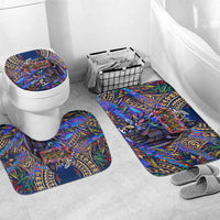 American Samoa Warrior Bathroom Set Polynesian Fruit Bat Talofa Urban Graffiti Street Art TS04 Mat Set Only (3 pcs) One Size Blue Yellow - Polynesian Pride