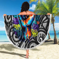 Chur Bro Shaka Sign Beach Blanket New Zealand Koru Colorful Graffiti Splash