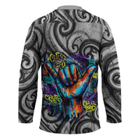 Chur Bro Shaka Sign Hockey Jersey New Zealand Koru Colorful Graffiti Splash